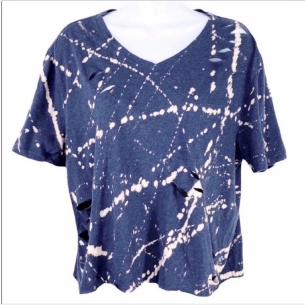 GAP crop cut out bleach tie dye T-shirt top L